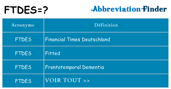 Ce que signifie le sigle pour ftdes
