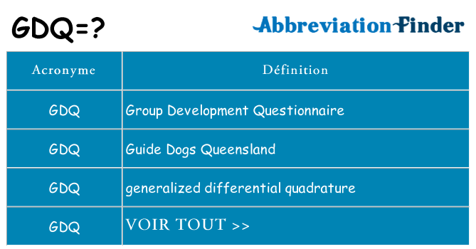 Ce que signifie le sigle pour gdq