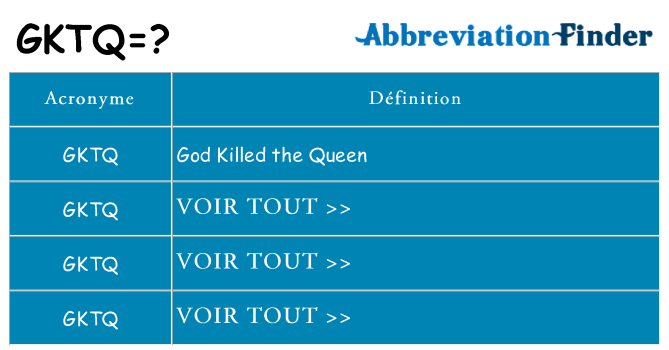 Ce que signifie le sigle pour gktq