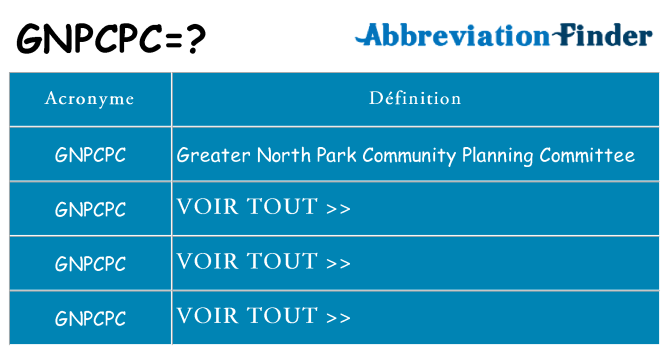Ce que signifie le sigle pour gnpcpc