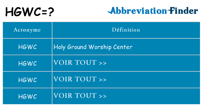 Ce que signifie le sigle pour hgwc