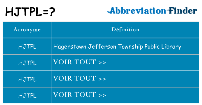 Ce que signifie le sigle pour hjtpl