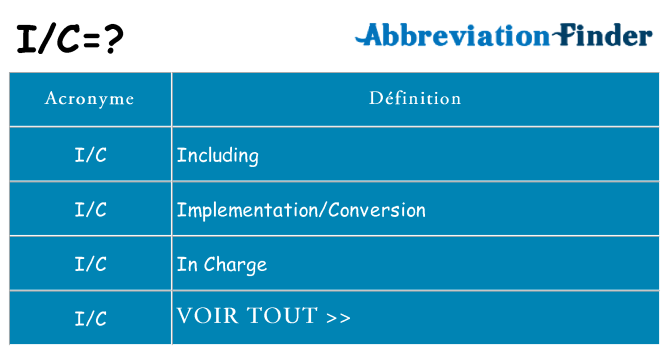 Ce que signifie le sigle pour ic