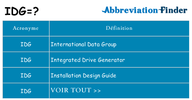Ce que signifie le sigle pour idg