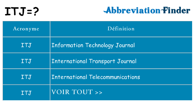 Ce que signifie le sigle pour itj