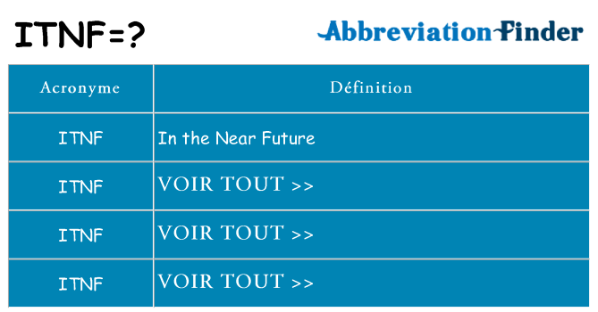 Ce que signifie le sigle pour itnf