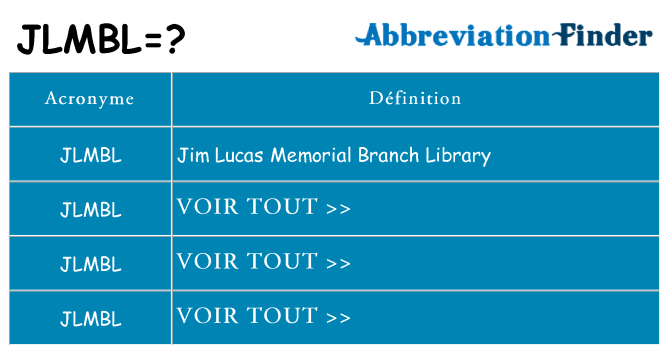 Ce que signifie le sigle pour jlmbl