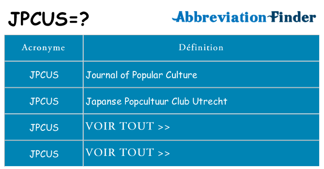 Ce que signifie le sigle pour jpcus