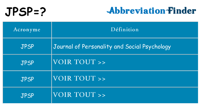 Ce que signifie le sigle pour jpsp