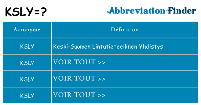 Ce que signifie le sigle pour ksly