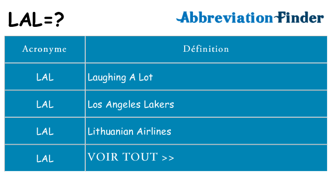 Ce que signifie le sigle pour lal