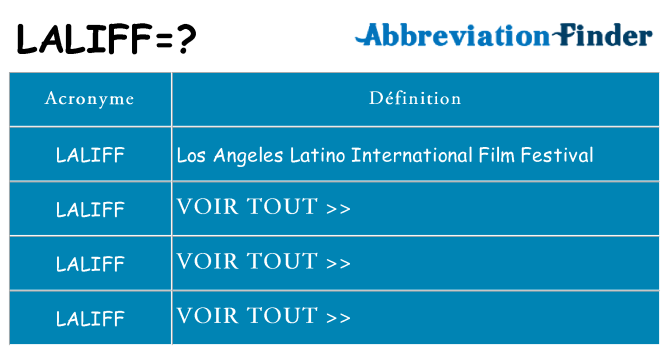 Ce que signifie le sigle pour laliff