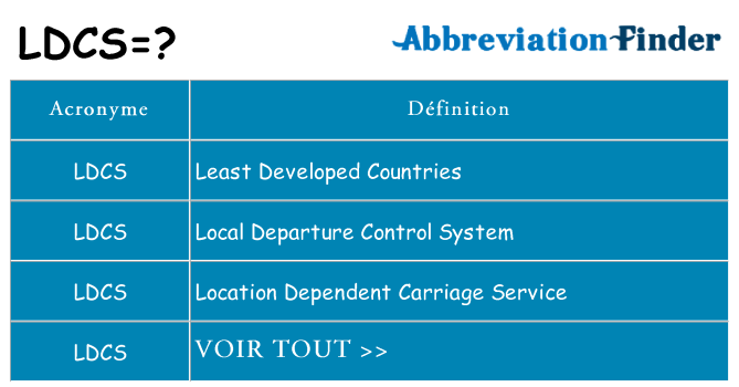 Ce que signifie le sigle pour ldcs