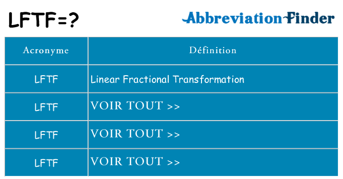 Ce que signifie le sigle pour lftf