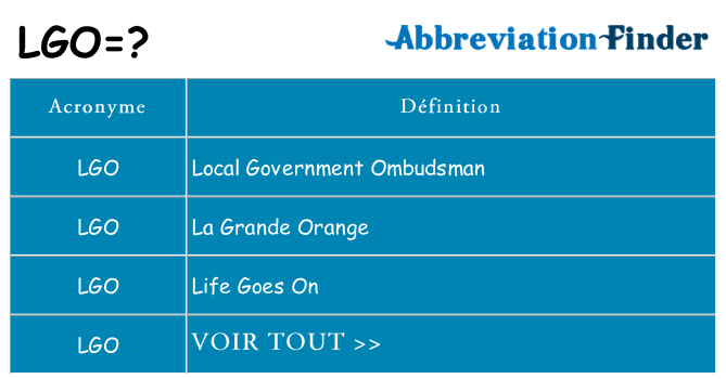 Ce que signifie le sigle pour lgo