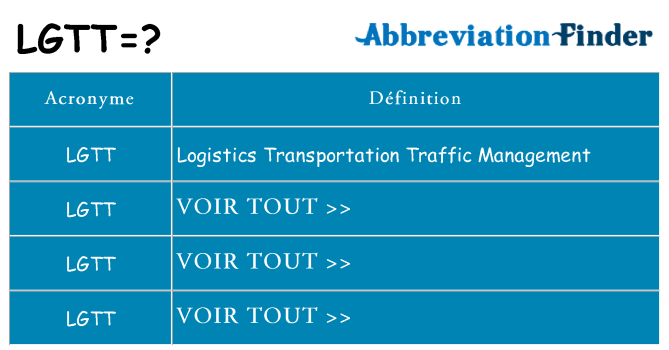 Ce que signifie le sigle pour lgtt