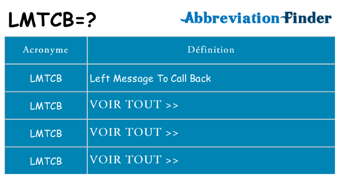 Ce que signifie le sigle pour lmtcb