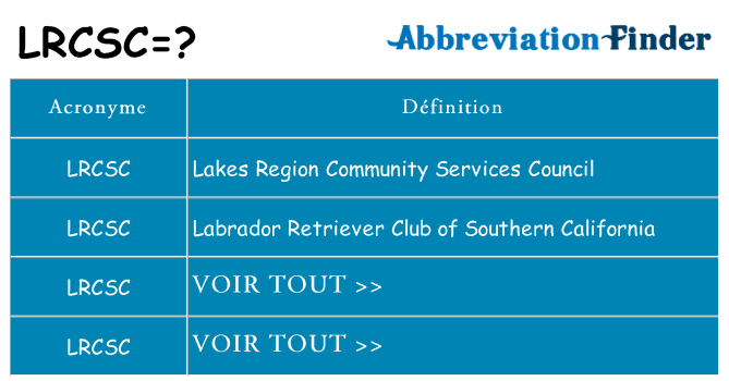 Ce que signifie le sigle pour lrcsc