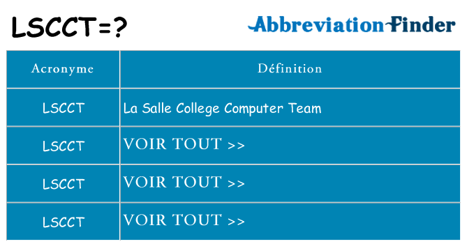 Ce que signifie le sigle pour lscct