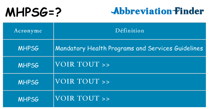Ce que signifie le sigle pour mhpsg
