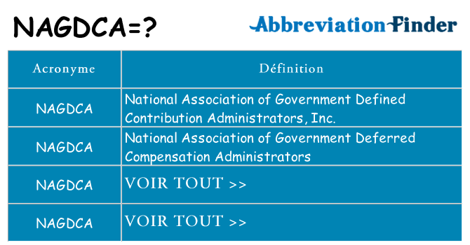 Ce que signifie le sigle pour nagdca