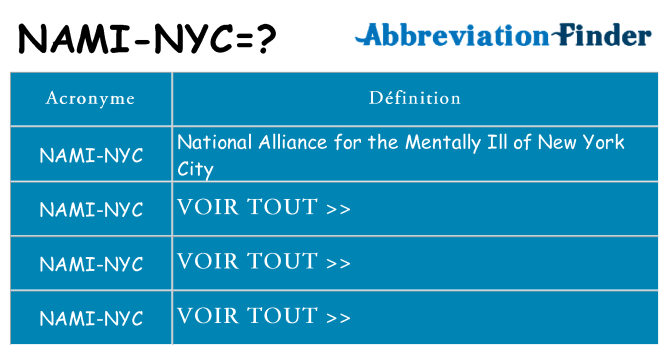 Ce que signifie le sigle pour nami-nyc