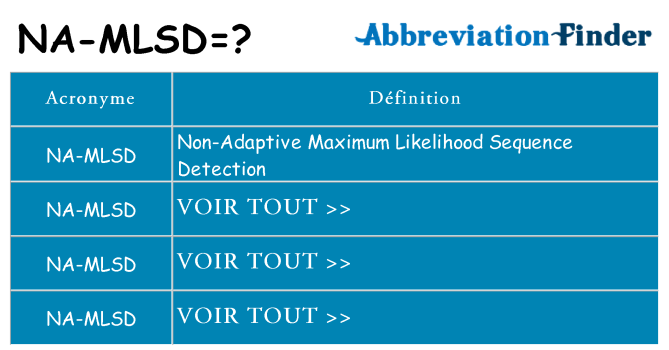 Ce que signifie le sigle pour na-mlsd