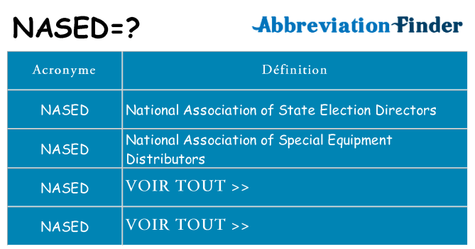 Ce que signifie le sigle pour nased