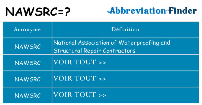 Ce que signifie le sigle pour nawsrc