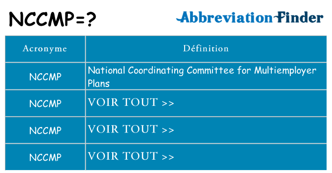 Ce que signifie le sigle pour nccmp