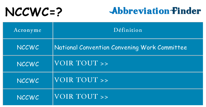 Ce que signifie le sigle pour nccwc