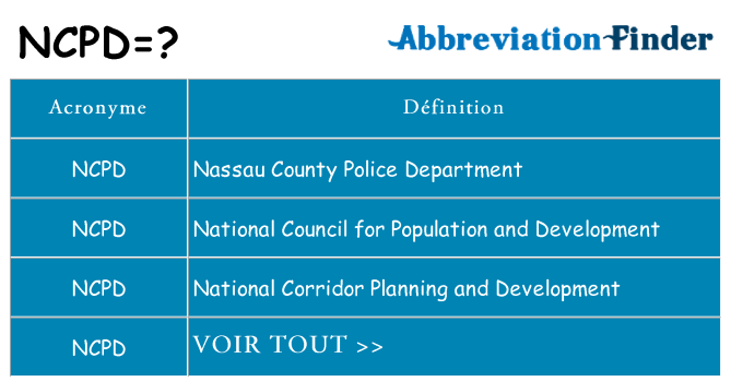 Ce que signifie le sigle pour ncpd