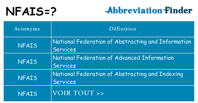 Ce que signifie le sigle pour nfais