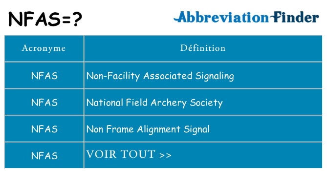 Ce que signifie le sigle pour nfas