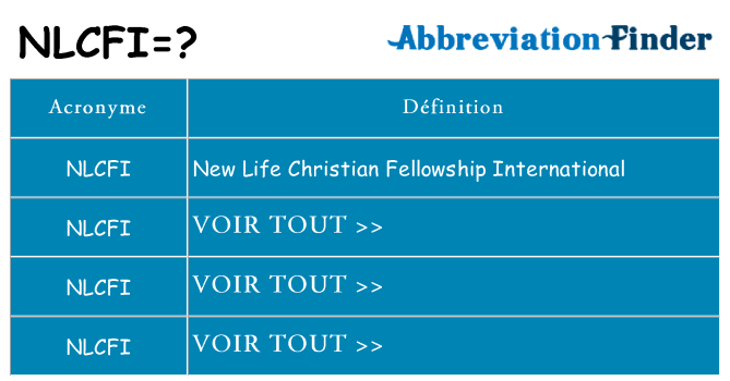 Ce que signifie le sigle pour nlcfi