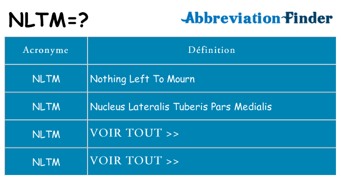 Ce que signifie le sigle pour nltm