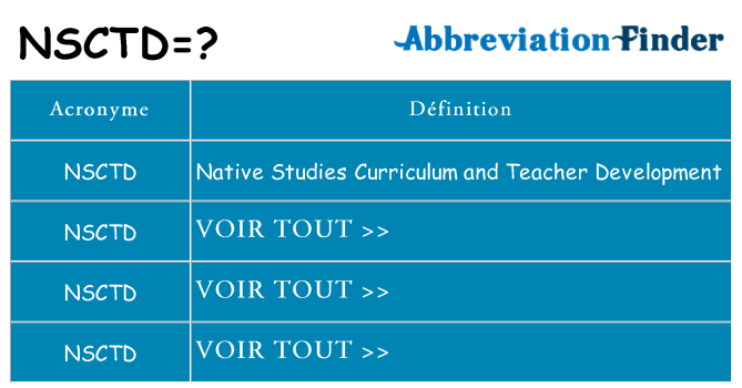 Ce que signifie le sigle pour nsctd
