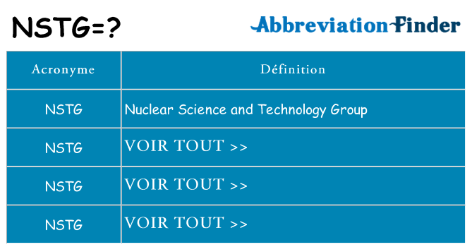 Ce que signifie le sigle pour nstg