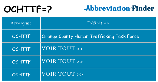 Ce que signifie le sigle pour ochttf