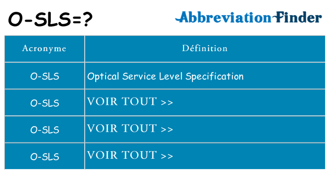 Ce que signifie le sigle pour o-sls