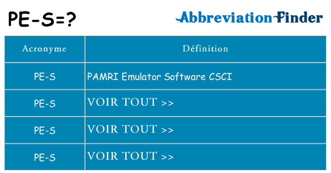 Ce que signifie le sigle pour pe-s