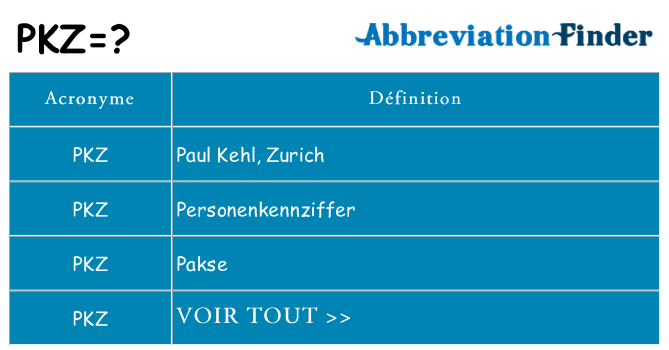 Ce que signifie le sigle pour pkz