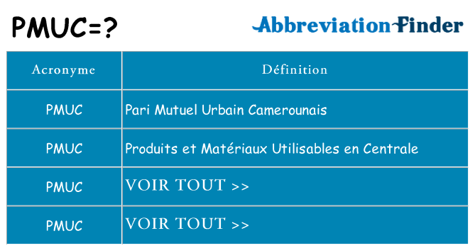 Ce que signifie le sigle pour pmuc