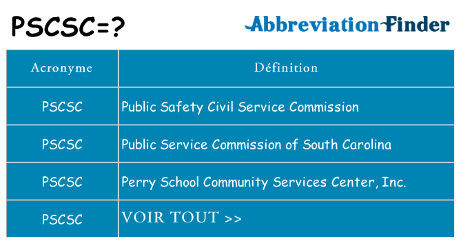 Ce que signifie le sigle pour pscsc