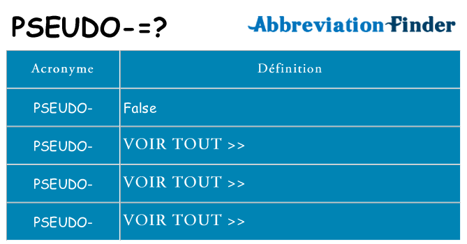 Ce que signifie le sigle pour pseudo