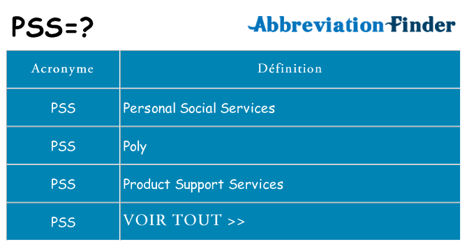 Ce que signifie le sigle pour pss