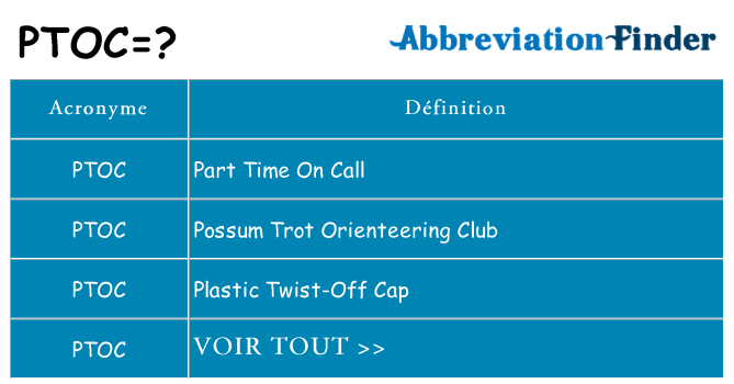 Ce que signifie le sigle pour ptoc