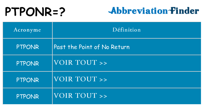 Ce que signifie le sigle pour ptponr
