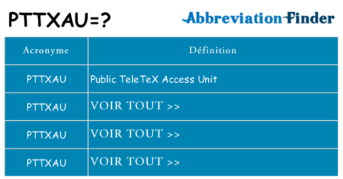 Ce que signifie le sigle pour pttxau