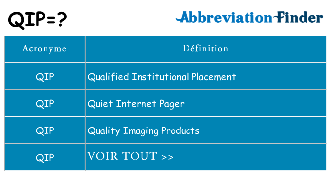 Ce que signifie le sigle pour qip